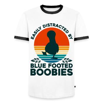 Seabird Blue-footed Gannet Birdwatcher Cadeau - T-shirt contrasté Homme - blanc/noir - Devant - AI Model Female 172 light (172cm) & AI Model Male 178 dark (178cm)