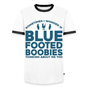 Fou de Bassan à pieds bleus Boobie Cadeau - T-shirt contrasté Homme - blanc/noir - Devant - AI Model Female 172 light (172cm) & AI Model Male 178 dark (178cm)