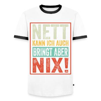 Nett kann ich auch bringt aber nix - Männer Kontrast-T-Shirt - Weiß/Schwarz - Vorne - AI Model Female 172 light (172cm) & AI Model Male 178 dark (178cm)