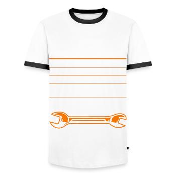 Mechaniker KFZ Auto Geschenkidee - Männer Kontrast-T-Shirt - Weiß/Schwarz - Vorne - AI Model Female 172 light (172cm) & AI Model Male 178 dark (178cm)