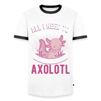 Axolotl Gift Tailed Amphibian - Men's Ringer Shirt - white/black - Front - AI Model Female 172 light (172cm) & AI Model Male 178 dark (178cm)