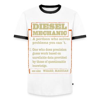 Mechaniker KFZ Auto Geschenkidee - Männer Kontrast-T-Shirt - Weiß/Schwarz - Vorne - AI Model Female 172 light (172cm) & AI Model Male 178 dark (178cm)