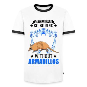 Armadillo Gift Armadillo - Men's Ringer Shirt - white/black - Front - AI Model Female 172 light (172cm) & AI Model Male 178 dark (178cm)