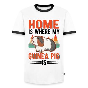 Guinea pigs at home Guinea Pig - Men's Ringer Shirt - white/black - Front - AI Model Female 172 light (172cm) & AI Model Male 178 dark (178cm)