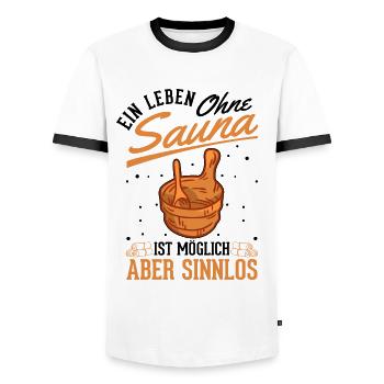 Ein Leben ohne Sauna ist möglich Aber sinnlos - Männer Kontrast-T-Shirt - Weiß/Schwarz - Vorne - AI Model Female 172 light (172cm) & AI Model Male 178 dark (178cm)
