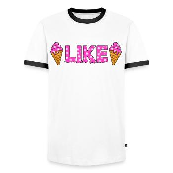 Ich mag Eis - I Like ICE Cream - Männer Kontrast-T-Shirt - Weiß/Schwarz - Vorne - AI Model Female 172 light (172cm) & AI Model Male 178 dark (178cm)
