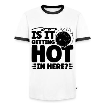 Est-ce qu’il devient chaud Climate Défenseur du réchauffement climatique - T-shirt contrasté Homme - blanc/noir - Devant - AI Model Female 172 light (172cm) & AI Model Male 178 dark (178cm)