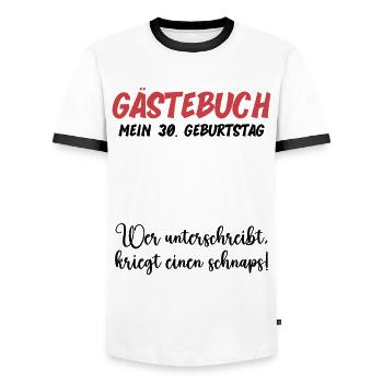 30th Birthday Fun Party Guest Book Funny Gift - Männer Kontrast-T-Shirt - Weiß/Schwarz - Vorne - AI Model Female 172 light (172cm) & AI Model Male 178 dark (178cm)