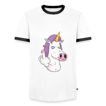 Erkenne Die Zeichen Einhorn - Männer Kontrast-T-Shirt - Weiß/Schwarz - Vorne - AI Model Female 172 light (172cm) & AI Model Male 178 dark (178cm)