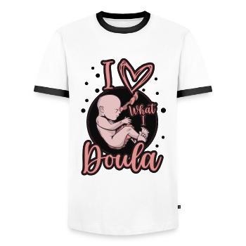 Doula Bei Ihrer Cervix Hebamme - Männer Kontrast-T-Shirt - Weiß/Schwarz - Vorne - AI Model Female 172 light (172cm) & AI Model Male 178 dark (178cm)