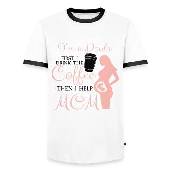 Ich Bin Eine Doula Hebamme - Männer Kontrast-T-Shirt - Weiß/Schwarz - Vorne - AI Model Female 172 light (172cm) & AI Model Male 178 dark (178cm)