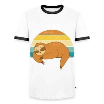 Hektik Ist Auch Keine Lösung Faultier - Männer Kontrast-T-Shirt - Weiß/Schwarz - Vorne - AI Model Female 172 light (172cm) & AI Model Male 178 dark (178cm)