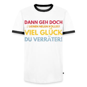 Alles gute im neuen Job du Verräter, Abschied - Männer Kontrast-T-Shirt - Weiß/Schwarz - Vorne - AI Model Female 172 light (172cm) & AI Model Male 178 dark (178cm)