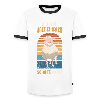 Ich mag einfach Schafe, Okay? Schaf - Männer Kontrast-T-Shirt - Weiß/Schwarz - Vorne - AI Model Female 172 light (172cm) & AI Model Male 178 dark (178cm)