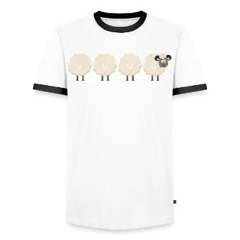 Sheep - Men's Ringer Shirt - white/black - Front - AI Model Female 172 light (172cm) & AI Model Male 178 dark (178cm)
