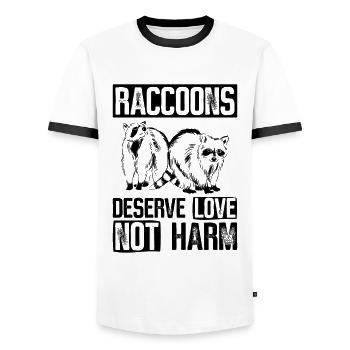 Waschbär Tierschutz Tierrecht Aktivist - Männer Kontrast-T-Shirt - Weiß/Schwarz - Vorne - AI Model Female 172 light (172cm) & AI Model Male 178 dark (178cm)