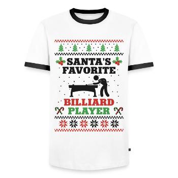 Billards Joueur de billard Balle - T-shirt contrasté Homme - blanc/noir - Devant - AI Model Female 172 light (172cm) & AI Model Male 178 dark (178cm)