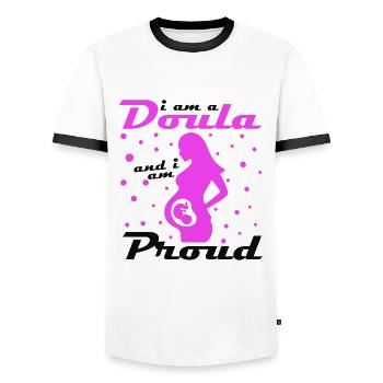 Ich Bin Eine Doula Hebamme - Männer Kontrast-T-Shirt - Weiß/Schwarz - Vorne - AI Model Female 172 light (172cm) & AI Model Male 178 dark (178cm)