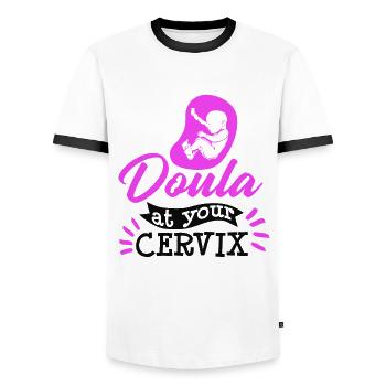 Doula Bei Ihrer Cervix Hebamme - Männer Kontrast-T-Shirt - Weiß/Schwarz - Vorne - AI Model Female 172 light (172cm) & AI Model Male 178 dark (178cm)
