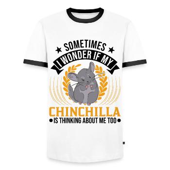 Chinchilla Gift Woolly Short-tailed Chinchilla - Men's Ringer Shirt - white/black - Front - AI Model Female 172 light (172cm) & AI Model Male 178 dark (178cm)