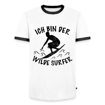 Citation de surf - T-shirt contrasté Homme - blanc/noir - Devant - AI Model Female 172 light (172cm) & AI Model Male 178 dark (178cm)