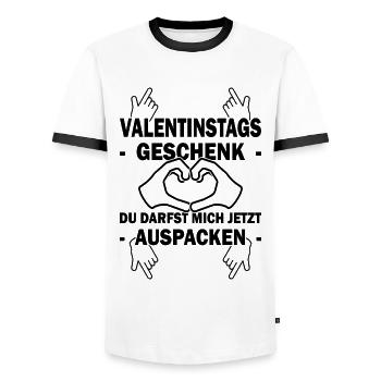 Valentinstag - Jahrestag - Verliebte Paare - Männer Kontrast-T-Shirt - Weiß/Schwarz - Vorne - AI Model Female 172 light (172cm) & AI Model Male 178 dark (178cm)