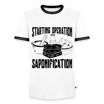 Démarrer l’opération aime savonner fabricant de savon - T-shirt contrasté Homme - blanc/noir - Devant - AI Model Female 172 light (172cm) & AI Model Male 178 dark (178cm)