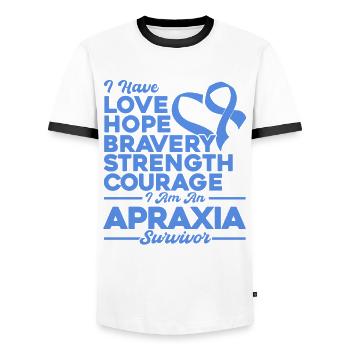 Apraxie Bewusstsein Apraxie Überlebender Blaue - Männer Kontrast-T-Shirt - Weiß/Schwarz - Vorne - AI Model Female 172 light (172cm) & AI Model Male 178 dark (178cm)