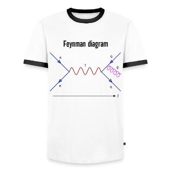 Feynman Diagram Physics Quantum Fields Physics - Men's Ringer Shirt - white/black - Front - AI Model Female 172 light (172cm) & AI Model Male 178 dark (178cm)