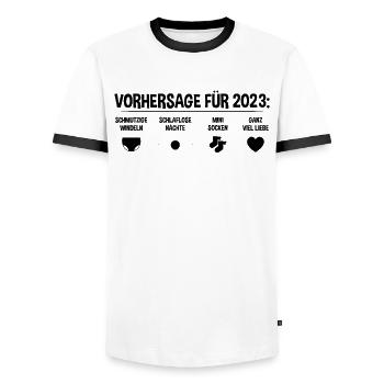 Zukünftige Mutter Zukünftiger Vater 2023 - Männer Kontrast-T-Shirt - Weiß/Schwarz - Vorne - AI Model Female 172 light (172cm) & AI Model Male 178 dark (178cm)