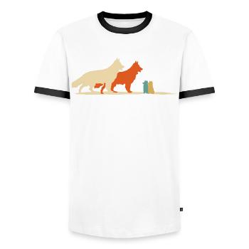 White Shepherd Puppies Shepherd Dogs - Men's Ringer Shirt - white/black - Front - AI Model Female 172 light (172cm) & AI Model Male 178 dark (178cm)