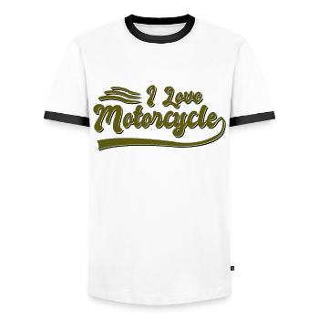 I love motorcycles - Men's Ringer Shirt - white/black - Front - AI Model Female 172 light (172cm) & AI Model Male 178 dark (178cm)