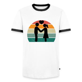Marriage Marriage Boyfriend Girlfriend Marriage Love - Men's Ringer Shirt - white/black - Front - AI Model Female 172 light (172cm) & AI Model Male 178 dark (178cm)