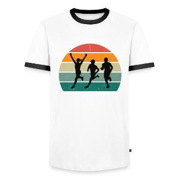 Rennen Läufer Läuferin Renner Rennerin Joggen - Männer Kontrast-T-Shirt - Weiß/Schwarz - Vorne - AI Model Female 172 light (172cm) & AI Model Male 178 dark (178cm)
