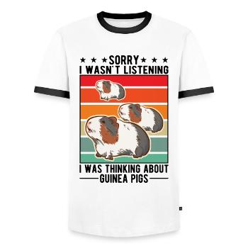 Guinea Pig Gift Guinea Pig - Men's Ringer Shirt - white/black - Front - AI Model Female 172 light (172cm) & AI Model Male 178 dark (178cm)