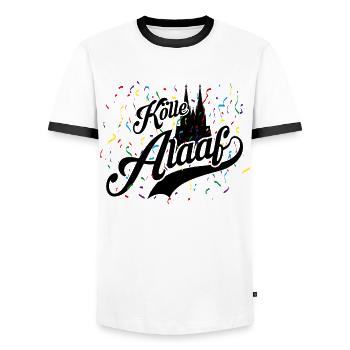 Fröhlicher Jeck an Karneval, Kölle Alaaf - Männer Kontrast-T-Shirt - Weiß/Schwarz - Vorne - AI Model Female 172 light (172cm) & AI Model Male 178 dark (178cm)