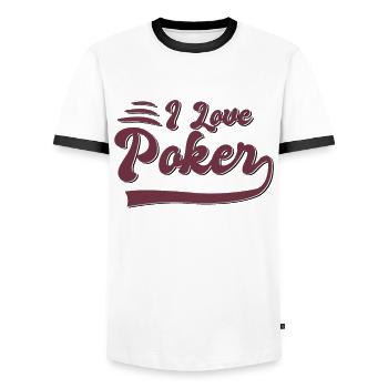 I love poker - Men's Ringer Shirt - white/black - Front - AI Model Female 172 light (172cm) & AI Model Male 178 dark (178cm)