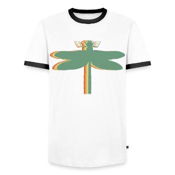Libellen retro Insekten Libelle - Männer Kontrast-T-Shirt - Weiß/Schwarz - Vorne - AI Model Female 172 light (172cm) & AI Model Male 178 dark (178cm)