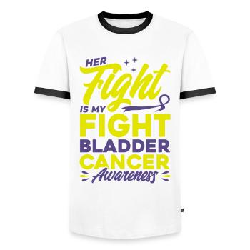 Survivant du cancer de la vessie Cancer de la vessie sous - T-shirt contrasté Homme - blanc/noir - Devant - AI Model Female 172 light (172cm) & AI Model Male 178 dark (178cm)