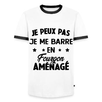J'peux pas j'me barre en fourgon aménagé - T-shirt contrasté Homme - blanc/noir - Devant - AI Model Female 172 light (172cm) & AI Model Male 178 dark (178cm)