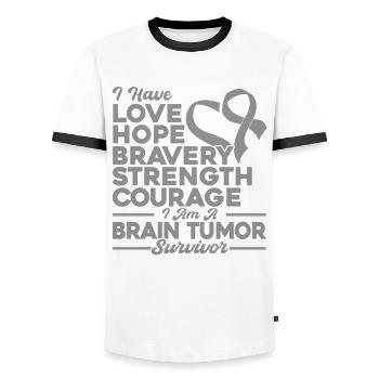 Brain Tumor Awareness Brain Tumor Survivor Gray - Men's Ringer Shirt - white/black - Front - AI Model Female 172 light (172cm) & AI Model Male 178 dark (178cm)