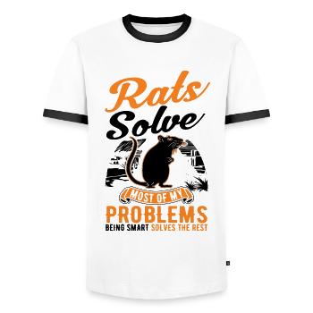 Rat Gift Rat domestique Rat Propriétaire - T-shirt contrasté Homme - blanc/noir - Devant - AI Model Female 172 light (172cm) & AI Model Male 178 dark (178cm)