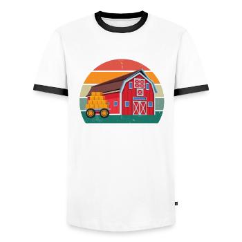 Farmer Farmer Tractor Stable Farm Animal Farmer - Men's Ringer Shirt - white/black - Front - AI Model Female 172 light (172cm) & AI Model Male 178 dark (178cm)