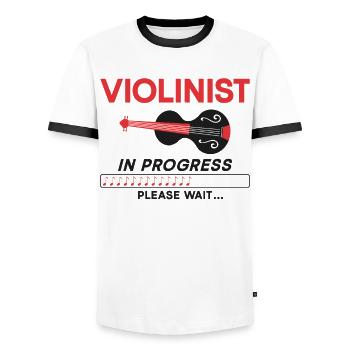 Violon Violoniste Violoniste En - T-shirt contrasté Homme - blanc/noir - Devant - AI Model Female 172 light (172cm) & AI Model Male 178 dark (178cm)
