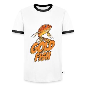 Hang With My Goldfish Carp Japan Aquarium Gold - Men's Ringer Shirt - white/black - Front - AI Model Female 172 light (172cm) & AI Model Male 178 dark (178cm)