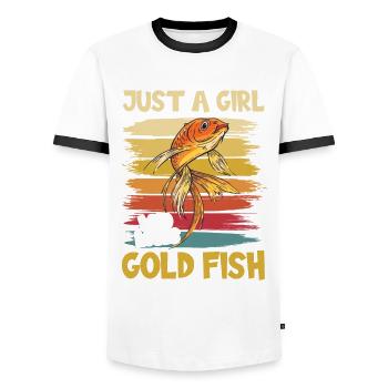 Fille qui aime la carpe poisson rouge Japon - T-shirt contrasté Homme - blanc/noir - Devant - AI Model Female 172 light (172cm) & AI Model Male 178 dark (178cm)