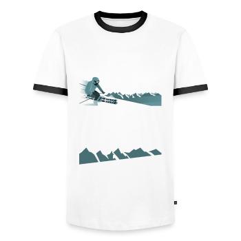 Weißes Pulver macht süchtig Wintersport Ski - Männer Kontrast-T-Shirt - Weiß/Schwarz - Vorne - AI Model Female 172 light (172cm) & AI Model Male 178 dark (178cm)