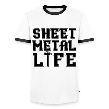 Sheet Metal Life Metalworking Sheet Metal Workers - Männer Kontrast-T-Shirt - Weiß/Schwarz - Vorne - AI Model Female 172 light (172cm) & AI Model Male 178 dark (178cm)