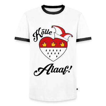 Karneval Kostüm Kölle Alaaf Herz Wappen Köln - Männer Kontrast-T-Shirt - Weiß/Schwarz - Vorne - AI Model Female 172 light (172cm) & AI Model Male 178 dark (178cm)