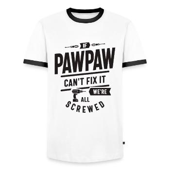 If Pawpaw Can't Fix It We're All Screwed Funny - Men's Ringer Shirt - white/black - Front - AI Model Female 172 light (172cm) & AI Model Male 178 dark (178cm)